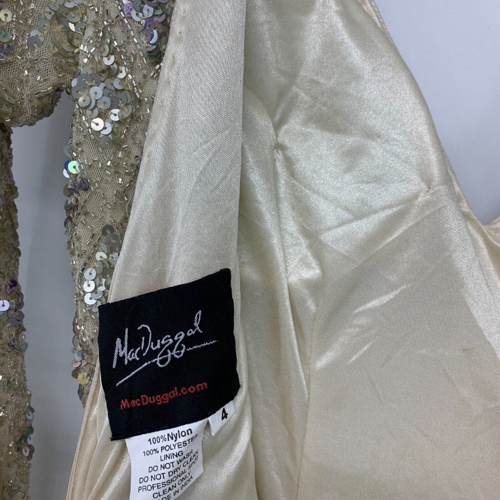 Mac Duggal Dress 5021 Geometric Embellished Evening Gown Long Sleeve - Picture 14 of 16